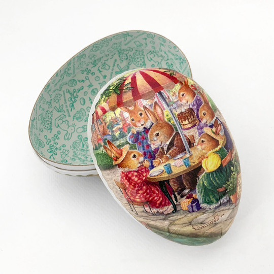 4-1/2" Holly Pond Hill Bunny Cafe Easter Egg Container ~ Germany